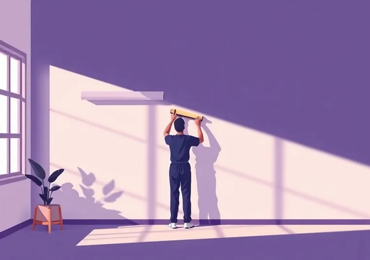 Pose de papier peint, rouleau et brosse à maroufler